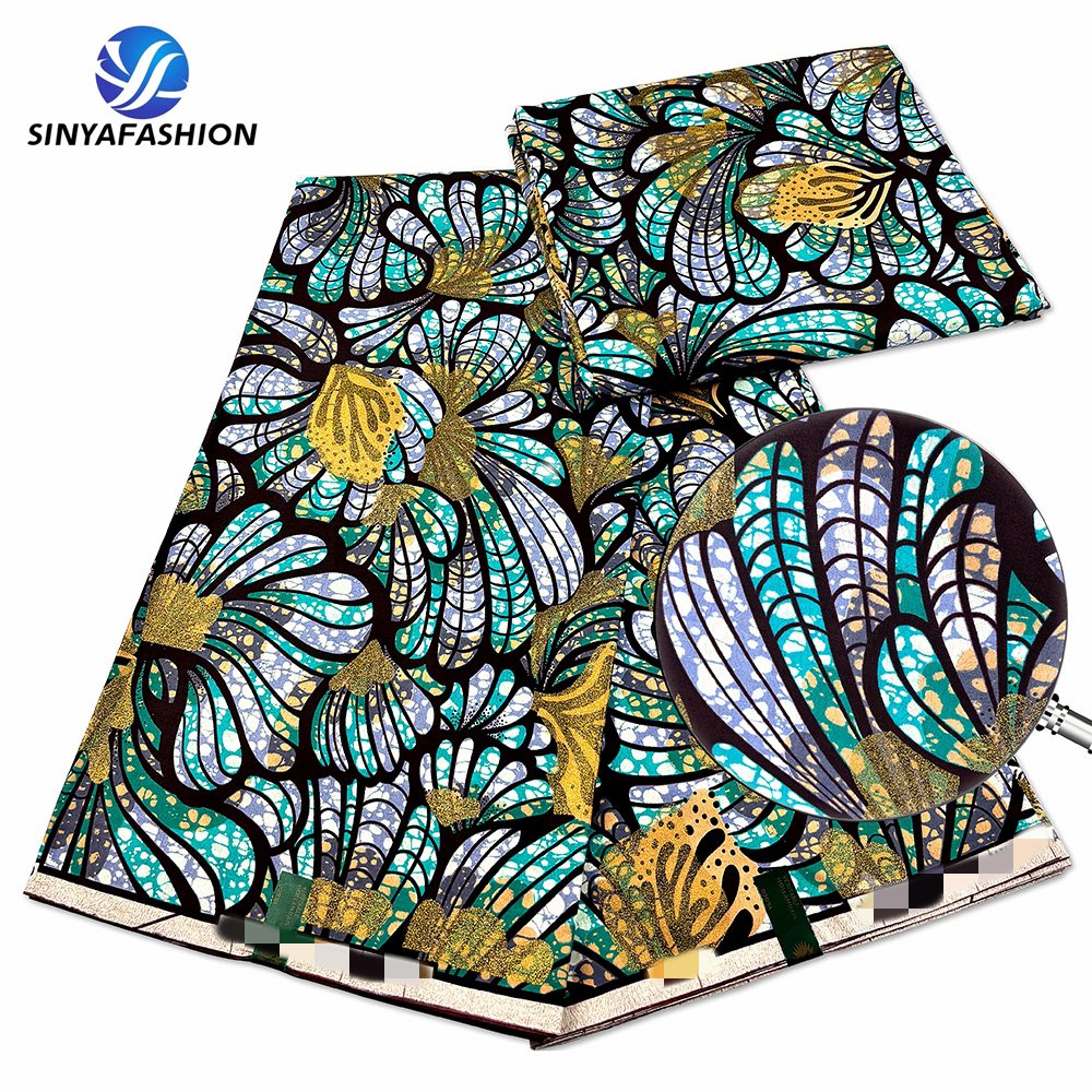 Sinya High Quality African Wax Prints Fabric 6 Yards Hot Sale Super Golden Grand Wax Ankara Cotton Fabric