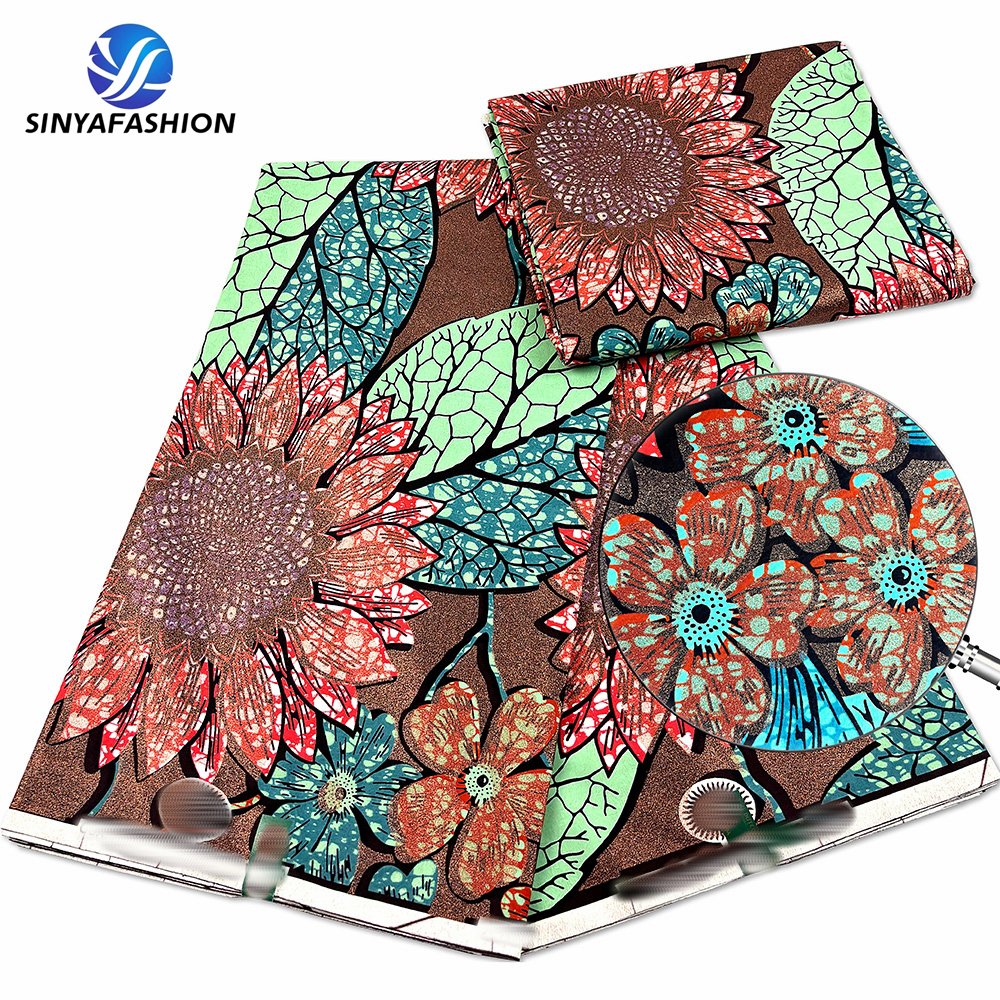 Sinya High Quality African Wax Prints Fabric 6 Yards Hot Sale Super Golden Grand Wax Ankara Cotton Fabric