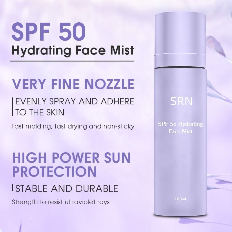 Custom Logo SPF 50 Mineral Sunscreen Spray Brightening Antioxidant Sun Protection Mist No White Cast Sunscreen
