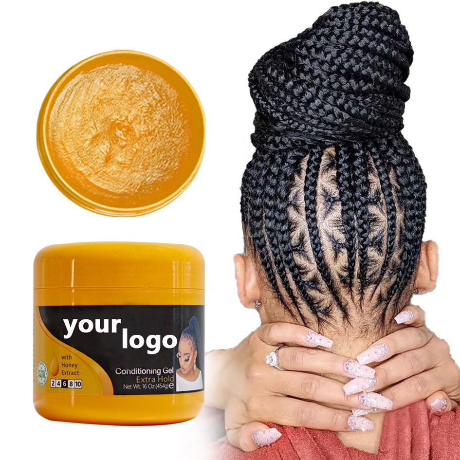 Private label SALON SIZE 16oz hair shine jam Conditioning Gel braid gel edge control For 4C Hair as good quality as shin jam