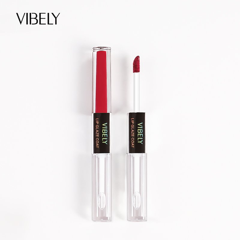 Makeup 2 in 1 Matte Vegan Lip Gloss Moisturize Non-stick Cup Double Head Raincoat Lipstick