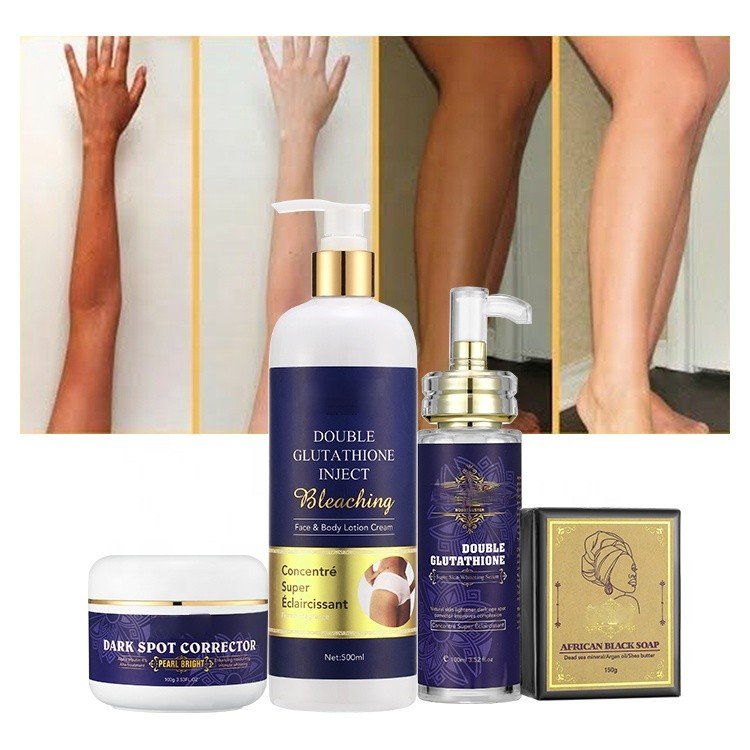 organic double-glutathie face double inject body lotion private label skin bleaching whitening cream full skin care set