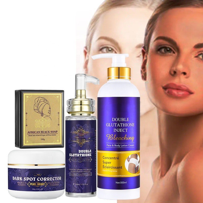 organic double-glutathie face double inject body lotion private label skin bleaching whitening cream full skin care set