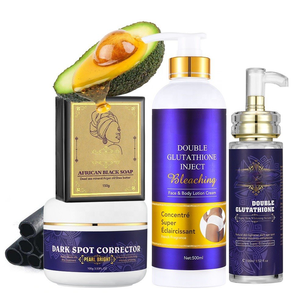organic double-glutathie face double inject body lotion private label skin bleaching whitening cream full skin care set