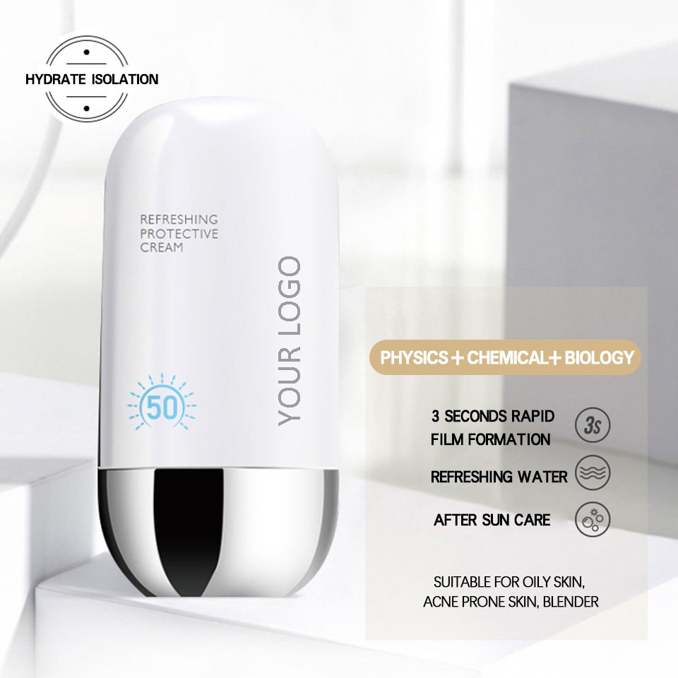 Korean Private Brand OEM Cream/Liquid Color Organic Anti Freckle Sunset Sunscreen Whitening Sunscreen Spf 50 Facial Sunscreen