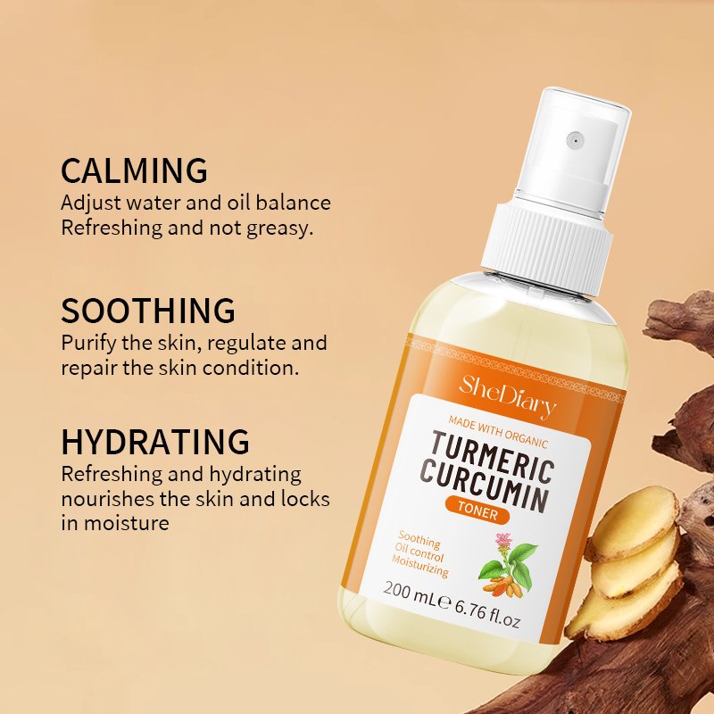 SheDiary Turmeric Toner Dark Spots Eraser Brightening Skin Even Skin Tone Fades Blemishes Acne Remove Whitening Face Toner