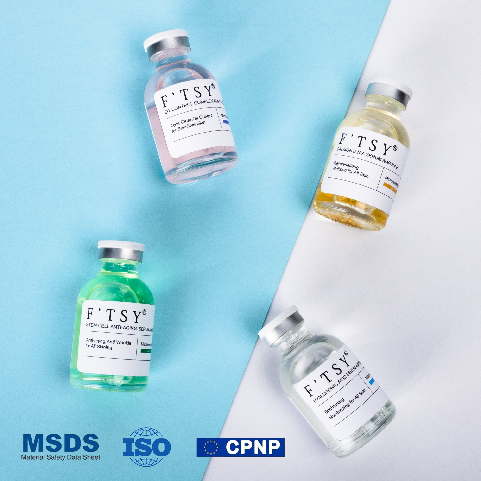 Private Label Facial Micro Needling Serum Set Vitamin C Collagen Ampoules Microneedling Serum