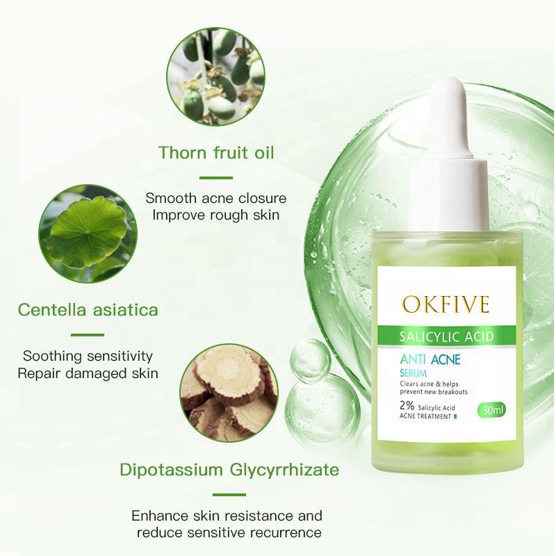 Anti Acne Serum Organic Vegen Facial Skin Care Soothing Salicylic Acid Oil Lightening Skin For Face Anti Acne Serum