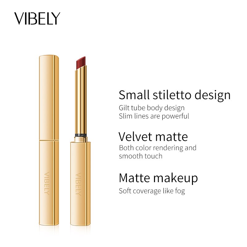 Latest Long-lasting Makeup Colorful Moisturizing Small Gold Bar Stiletto Velvet Matte Lipstick
