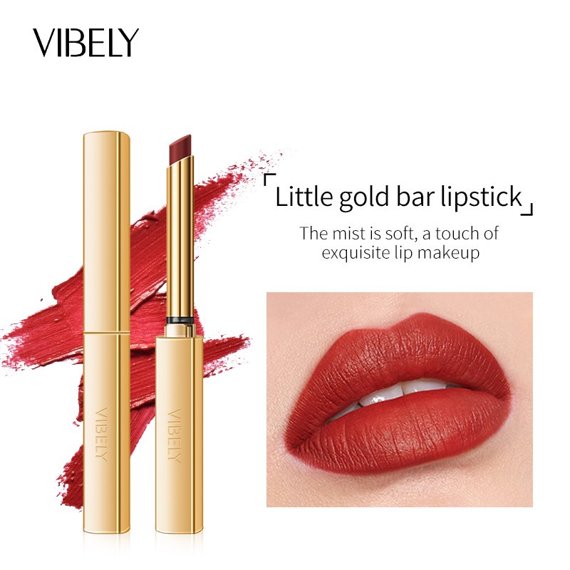Latest Long-lasting Makeup Colorful Moisturizing Small Gold Bar Stiletto Velvet Matte Lipstick