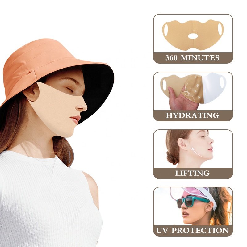 private logo sunscreen gel facial mask deep cooling moisturizing face patch for outdoor sports hydrogel face sun block mask