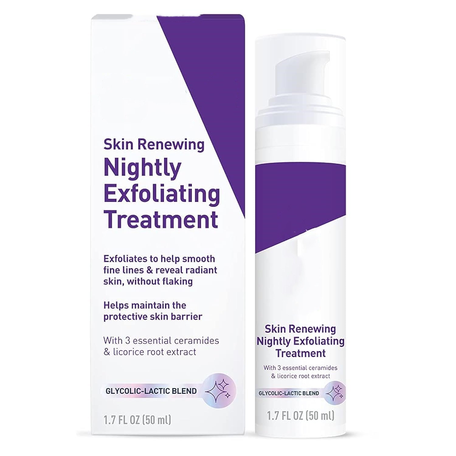 CeraV Skin Renewing Nightly Exfoliating Treatment Anti Aging Face Serum with Glycolic Acid Lactic Acid