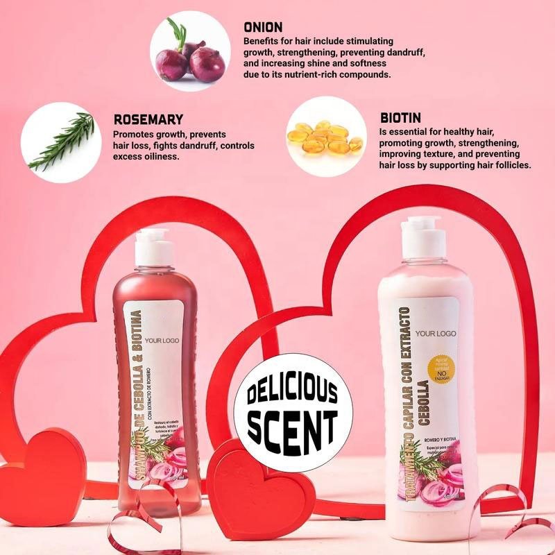 Biotin Rosemary Onion Shampoo Conditioner Tiktok Products Treatment Set For Hair Loss Silicone Free Anti Itch Reduce Hair Loss