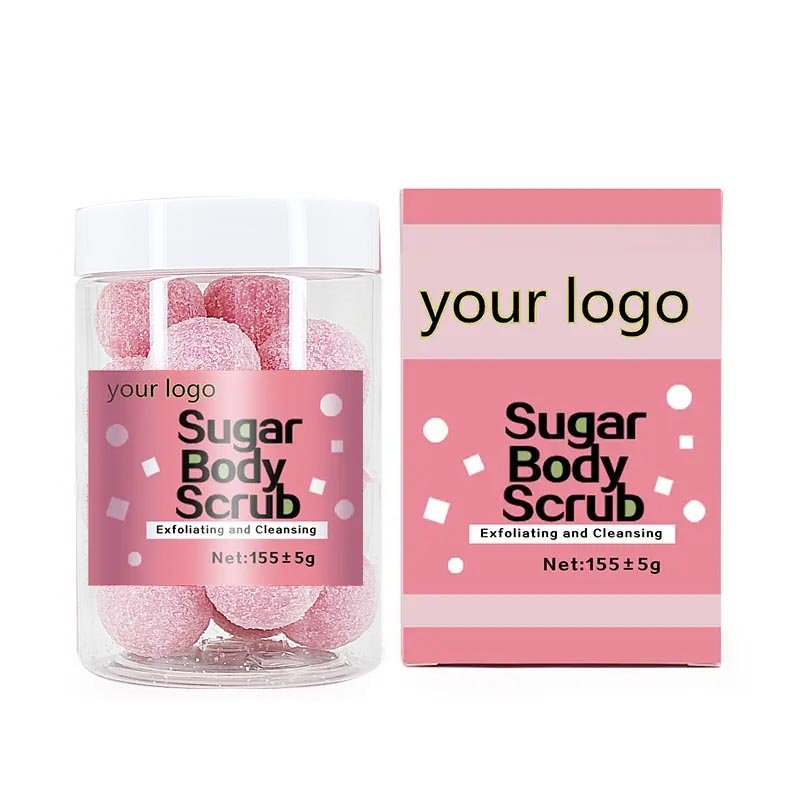 OEM colourful body candy vegan sugar scrub ball private label custom skin body scrub balls
