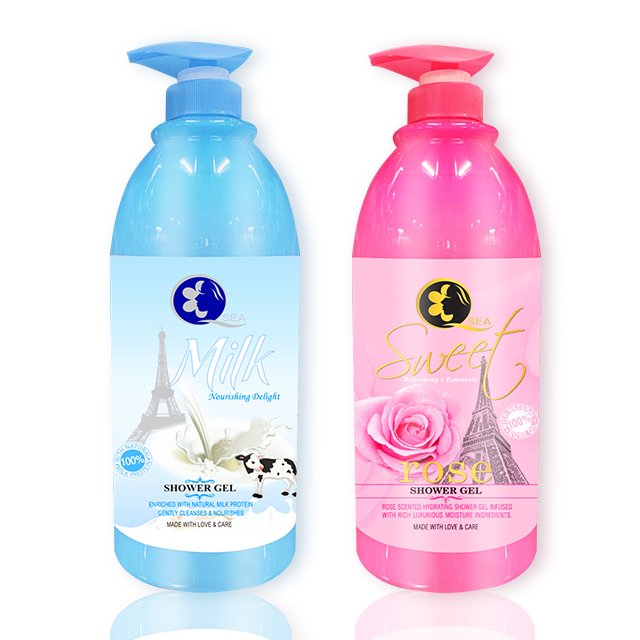 SKIH Wholesale Deep cleaning whitening Body Wash 1380ml Shower Gels Rose & Milk PerfumeAnti aging shower gel Lotion For Unisex
