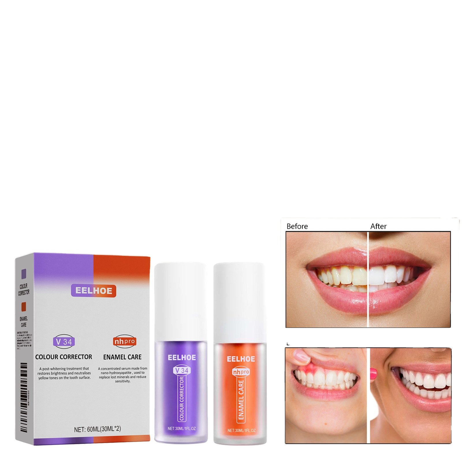 Beauty V34 Color Corrector Toothpaste fresh breath Teeth & Gums & Fresh removal Alcohol-Free Purple Toothpaste Serum