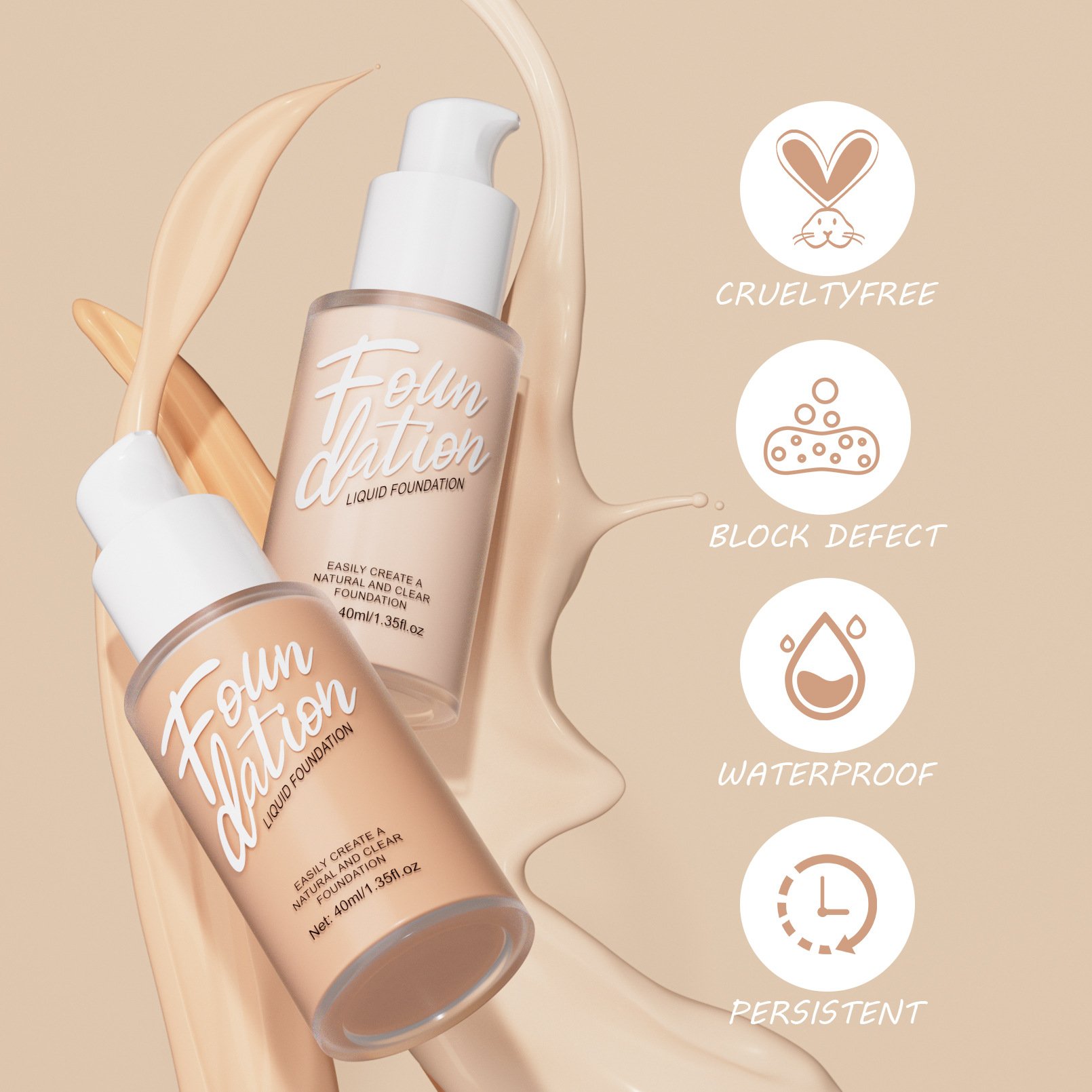 Wholesale Tinted Moisturizer Bulk Foundation Makeup Low Moq Organic Spray Foundation Full Coverage Waterproof
