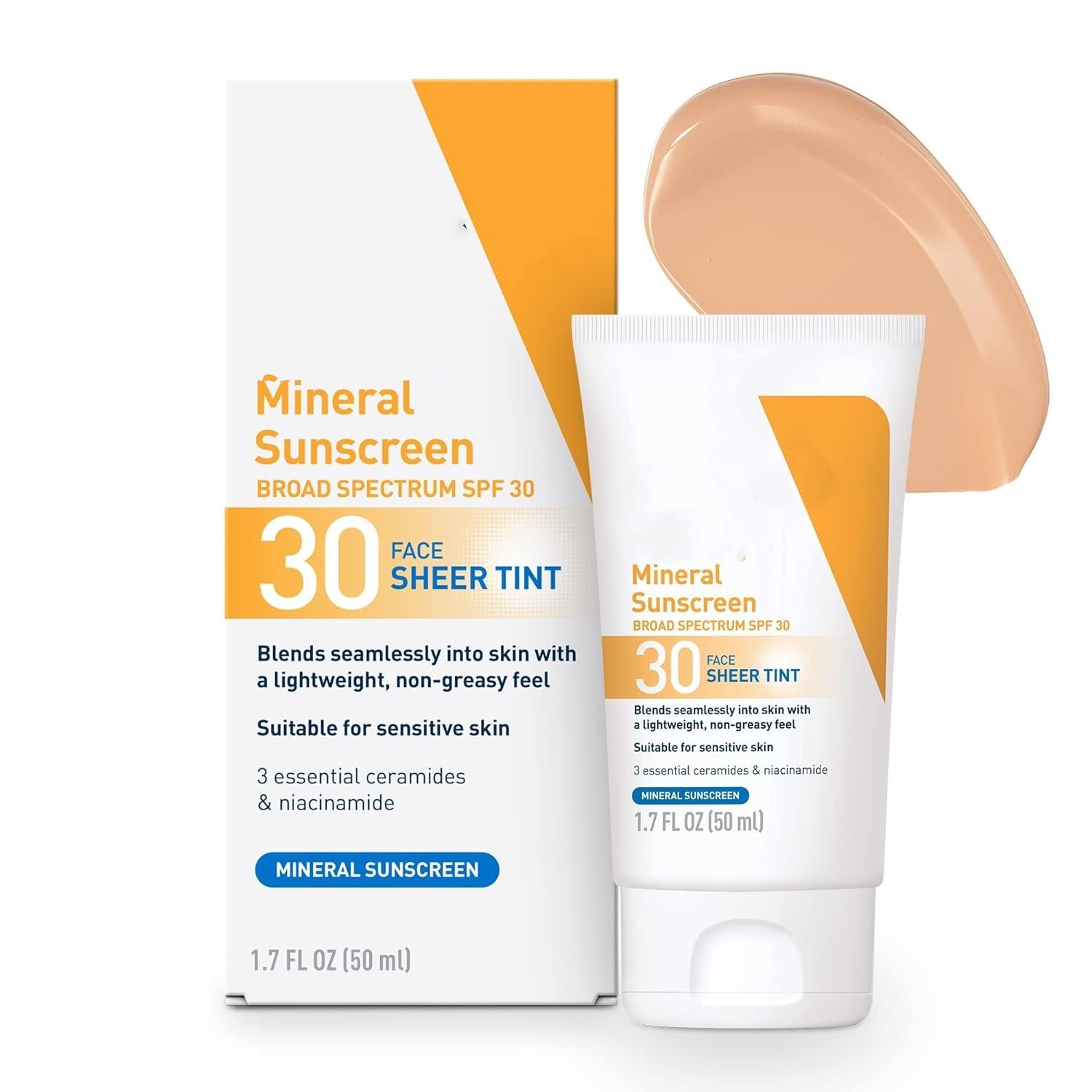 Cerav 100% Mineral Sunscreen SPF 50 Face sunscreen Niacinamide Oil Free Sunscreen For Face Travel Size2.5 oz