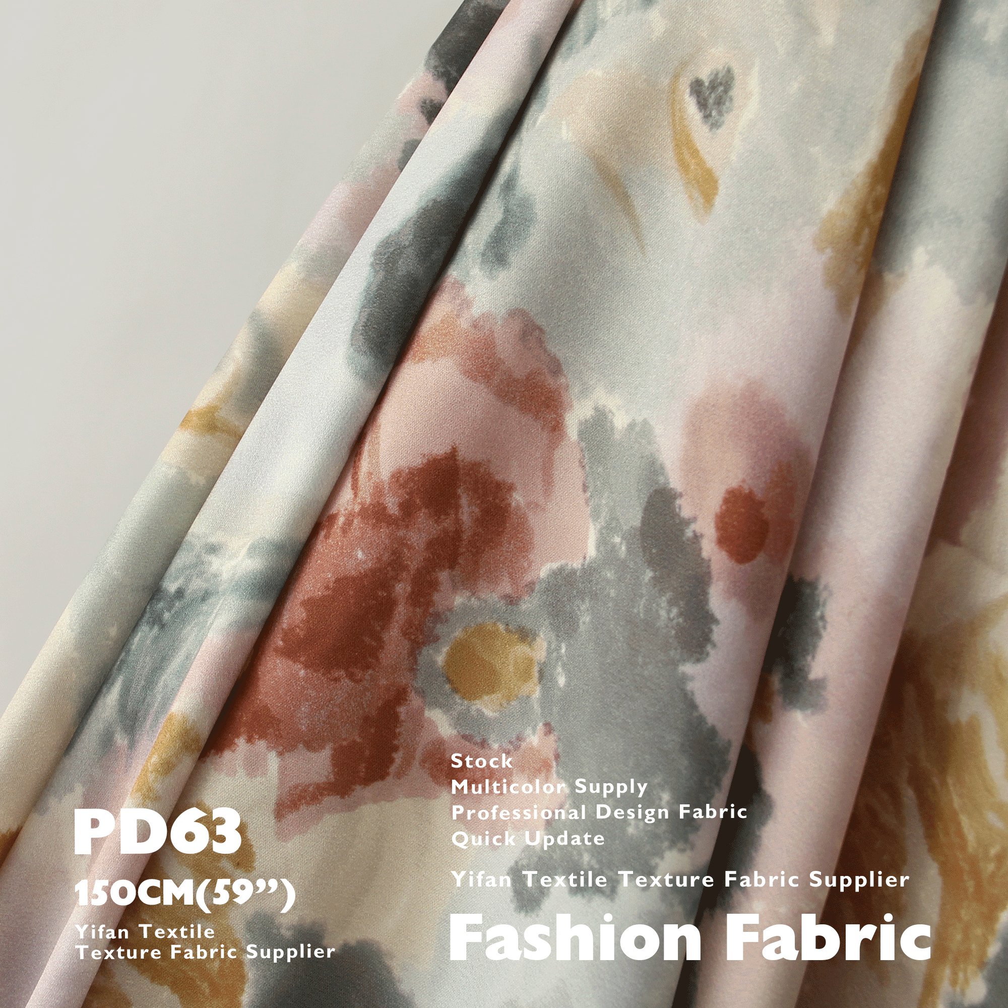 New Design Oil Painting Style Drape Silky Satin Printed Fabric For Clothing Dress