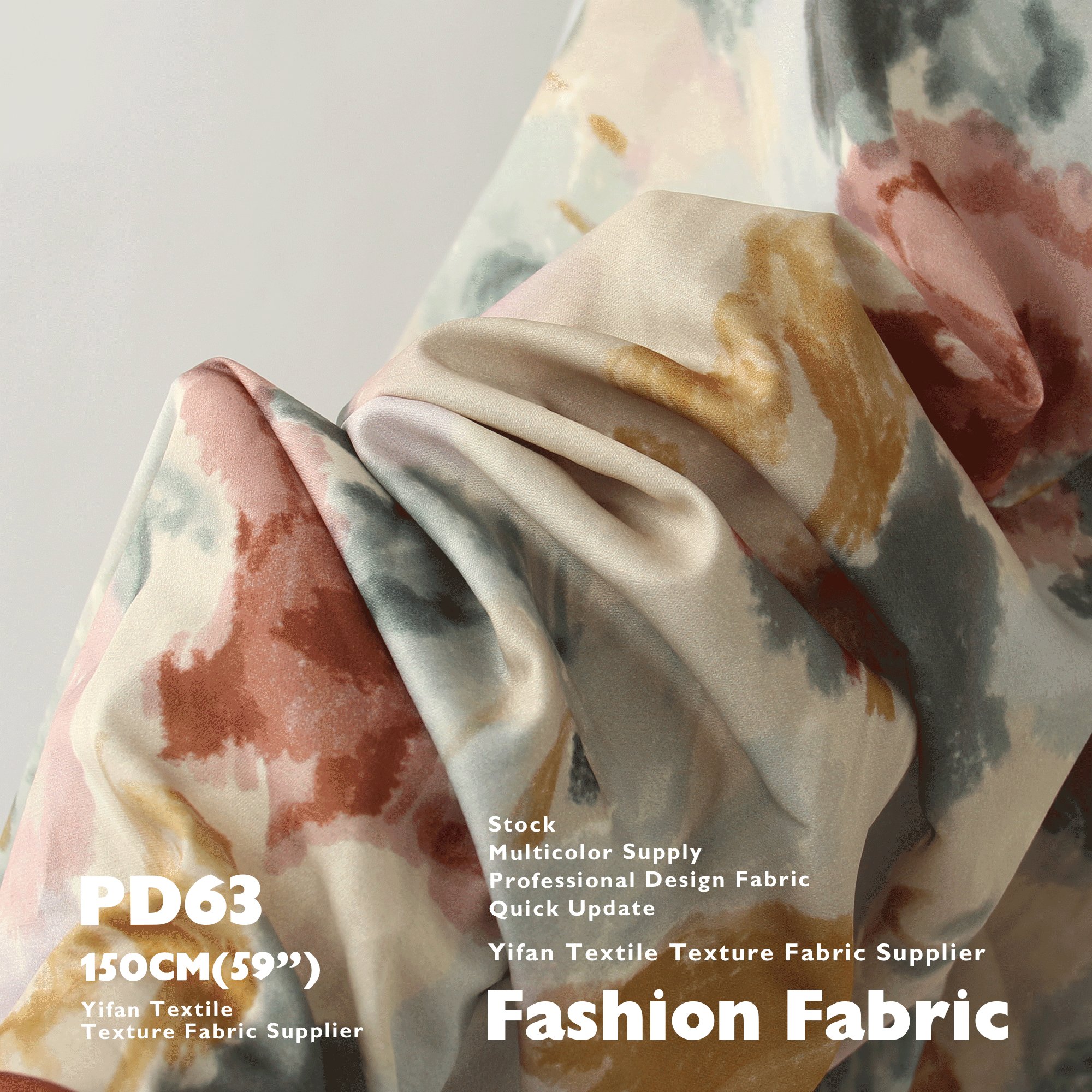 New Design Oil Painting Style Drape Silky Satin Printed Fabric For Clothing Dress