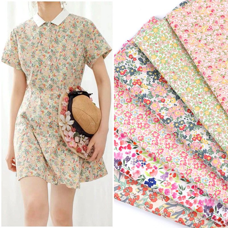 wholesale Custom floral printing dyeing linen 40x40+40D 133*72 1/1 pure cotton poplin voile fabric for shirt/garment/