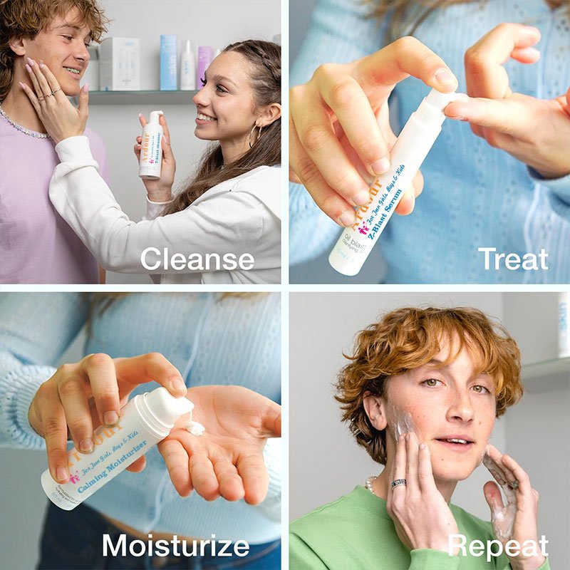 OEM oil skin care set with Face Wash Acne Serum Calming Face Moisturizer Complete Skin Care Set for Teen Girls Boys
