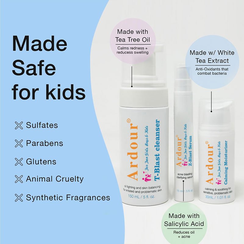 OEM oil skin care set with Face Wash Acne Serum Calming Face Moisturizer Complete Skin Care Set for Teen Girls Boys