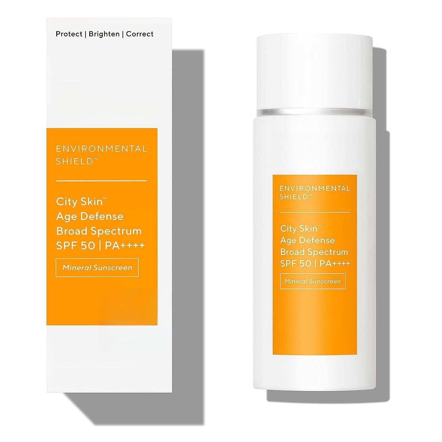 Mu-ra City Skin Age Defense Broad Spectrum SPF 50 Mineral Sunscreen Environmental Defense Sunscreen Light Sunscreen for Face