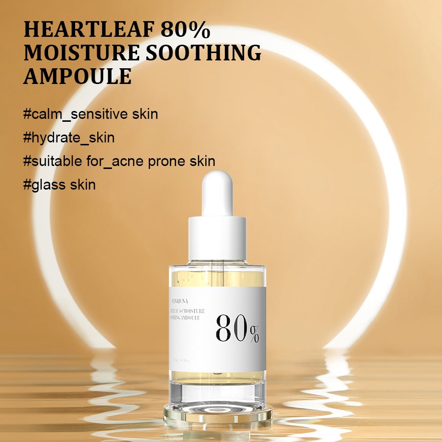 Sanlivna Hearleaf 80% Moisture Soothing Ampoule Calms and soothes skin 30ml Essence Facial Soothing Sensitive Skin serum oil