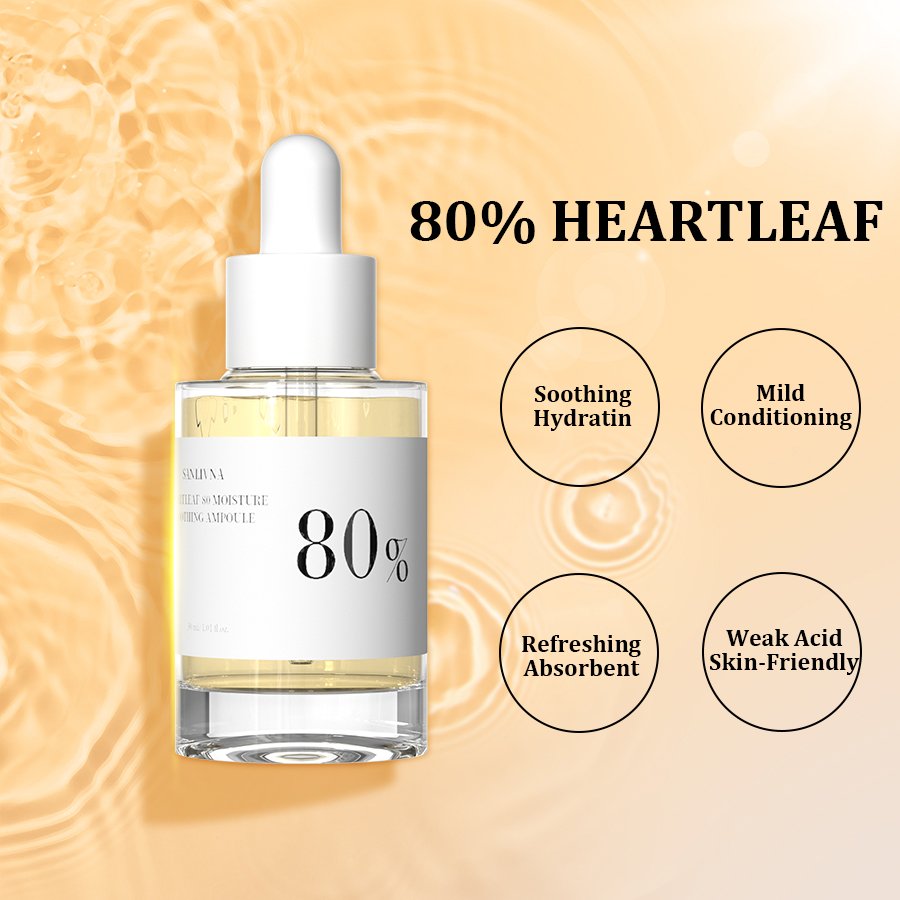 Sanlivna Hearleaf 80% Moisture Soothing Ampoule Calms and soothes skin 30ml Essence Facial Soothing Sensitive Skin serum oil