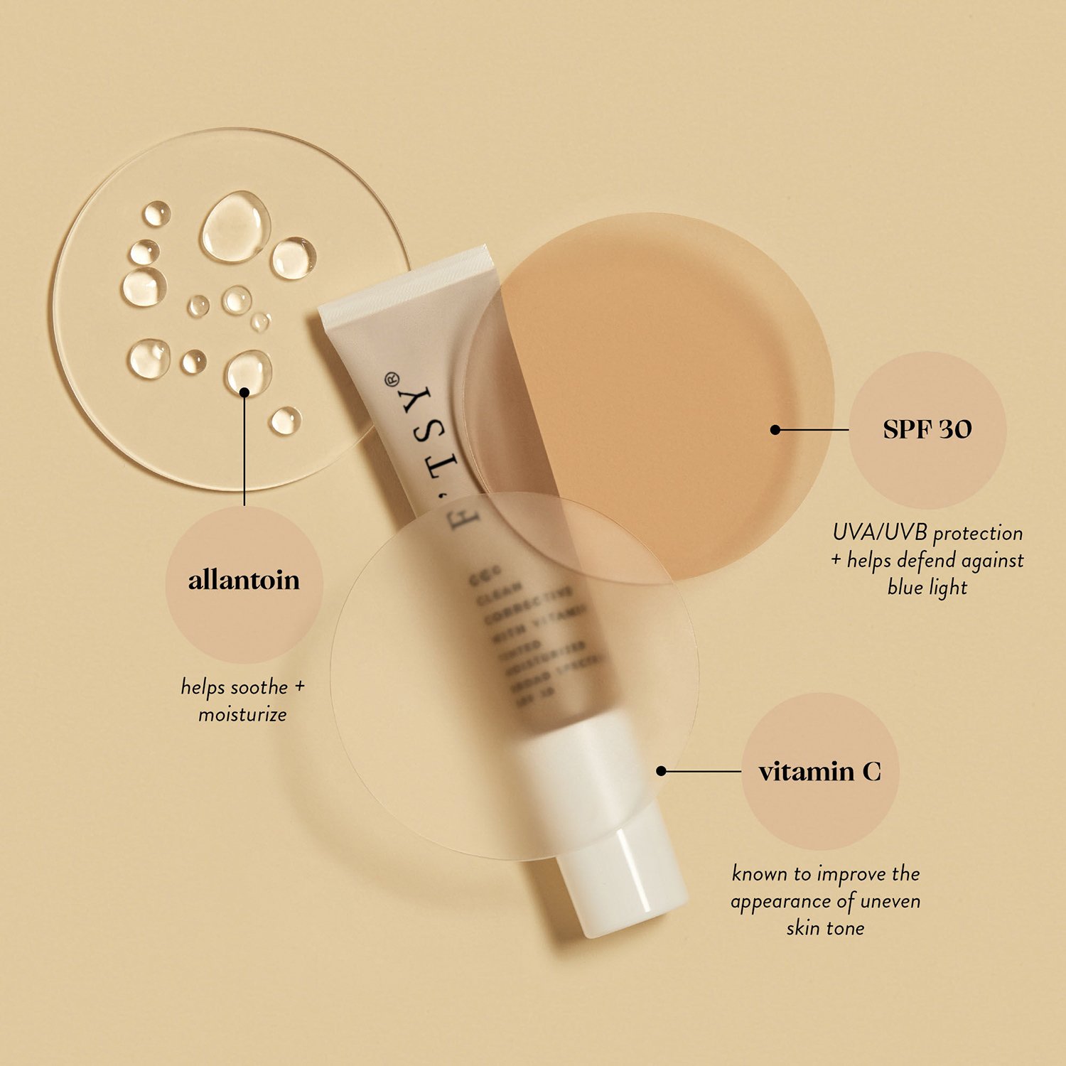 Private Label Vitamin C Hyaluronic Acid Hydrating Oil Free Tinted Moisturizer SPF 30 50 Tinted Sunscreen