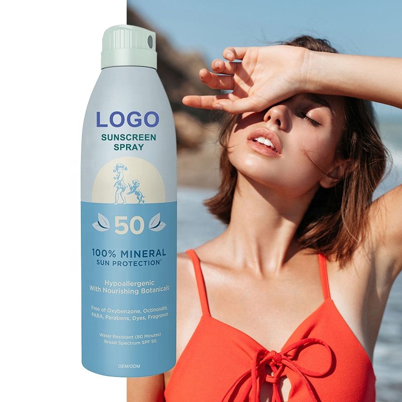 Manufacturer Private Label Organic SPF 50 Tinted Sun Block Cream Mineral Lotion Shimmer Sunscreen Spray for Black Skin OEM/ODM