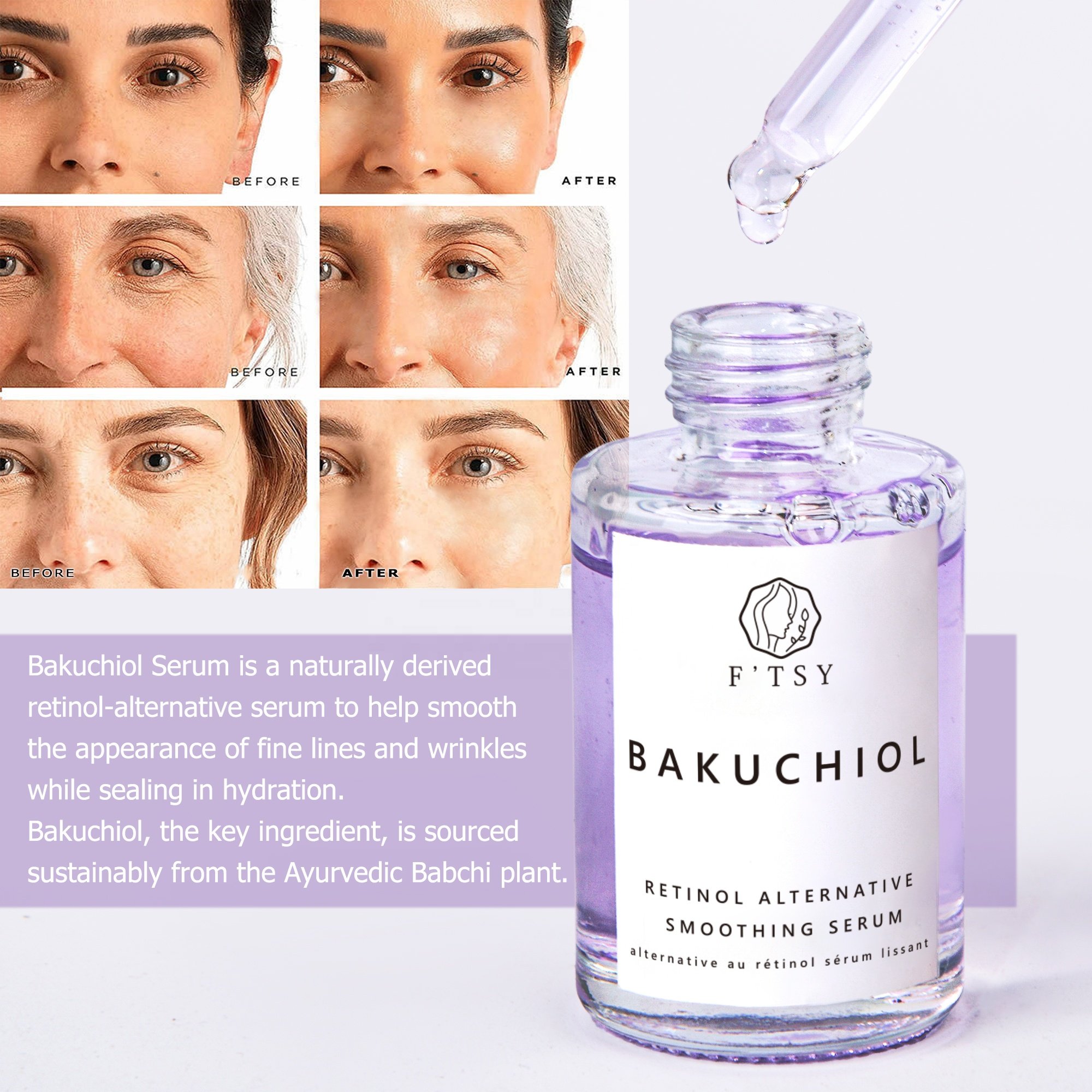 Plant-based Bakuchiol Facial Serum Vitamin B3 Arbutin Lightening Booster Serum