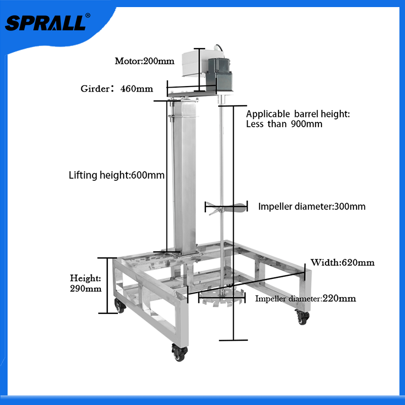 SPRALL Organic Solvents Chemical Agitator Cosmetic Food Water Based Adhesives Paint Oily Liquid Soap Electric Mixer Machine