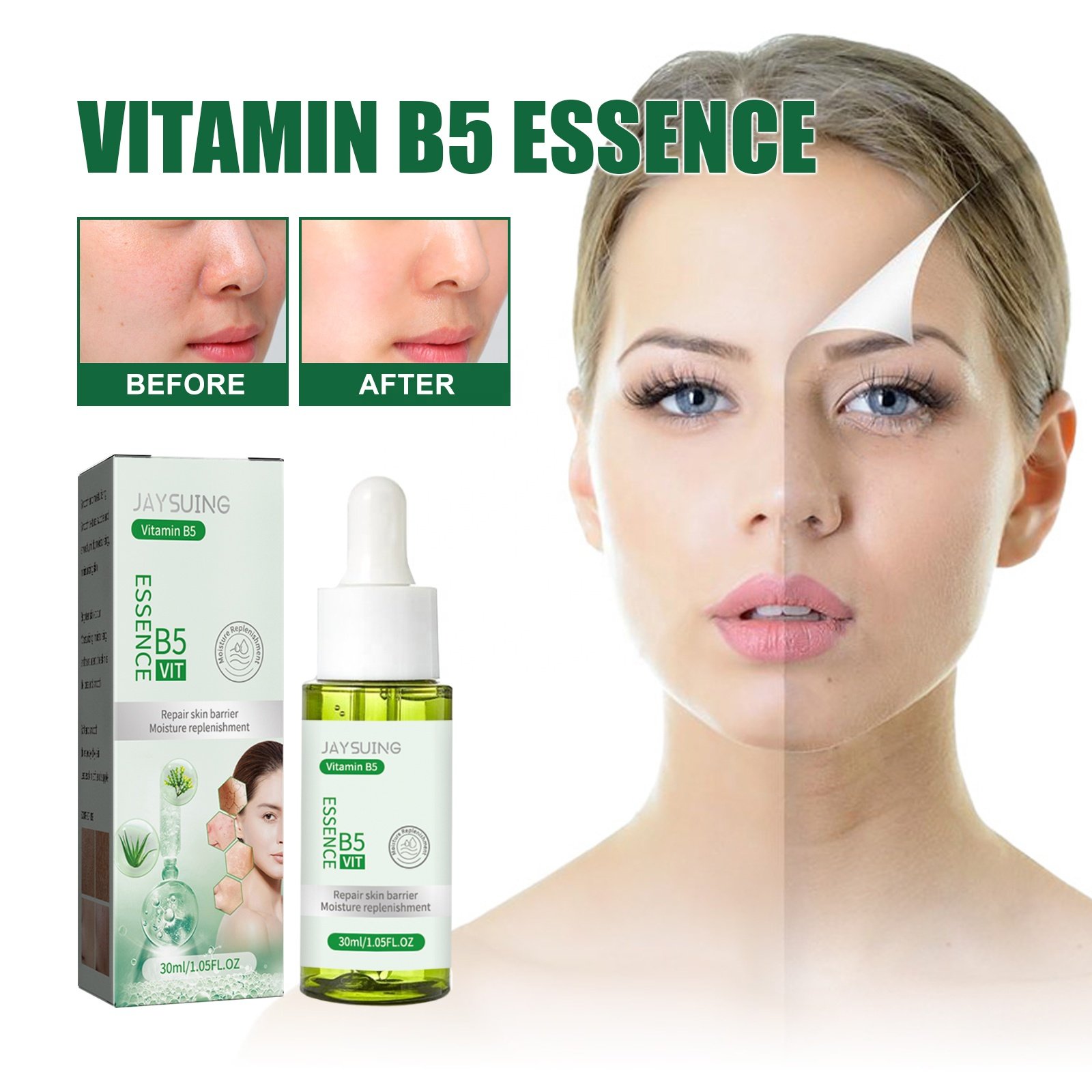Jaysuing Hot Selling Wholesale Repair Soothe Moisturizing Shrink Pores Skin Rejuvenation Natural Organic Vitamin B5 Serum