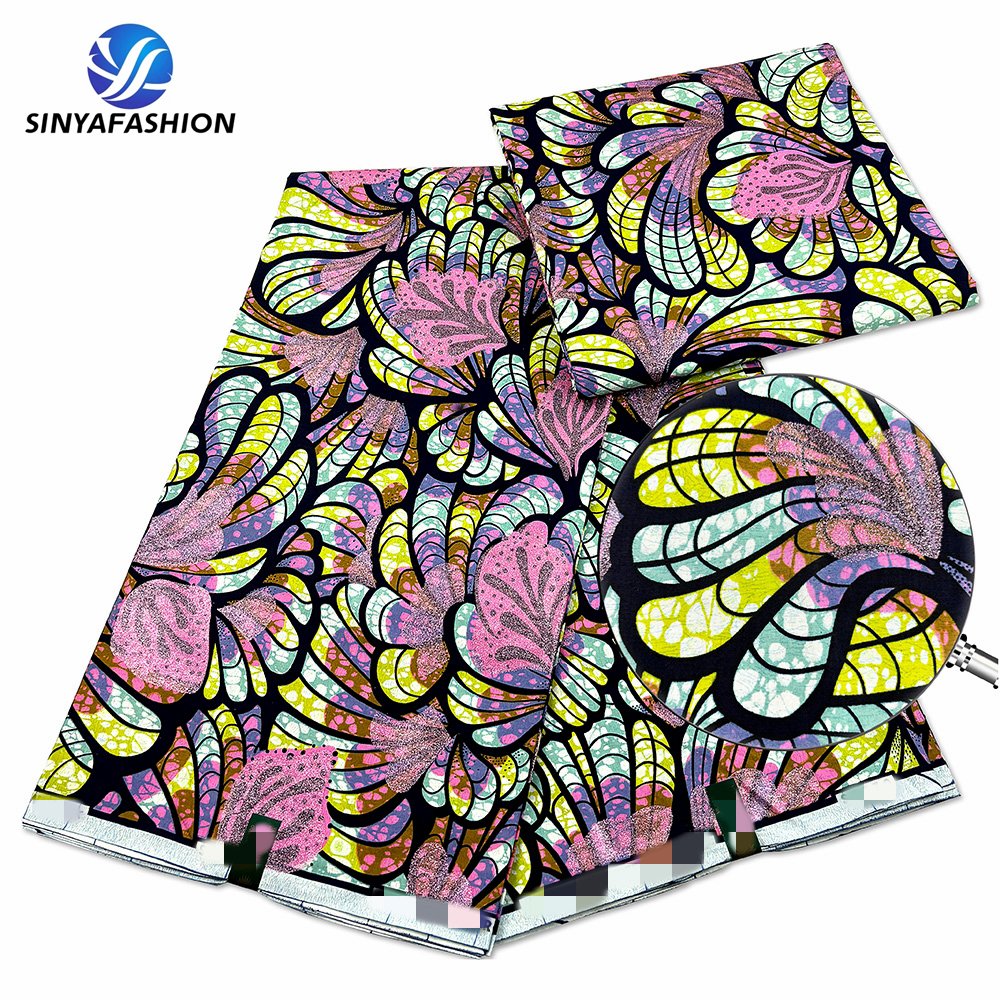 New Arrival 100% Cotton Gold Grand African Real Wax Prints Fabric Ankara For Sewing 6 yards