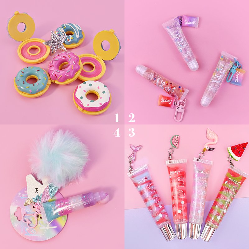 Lovely Gift Donut Cut Organic Moisturizing Lip Balm Private Label Round Container Packing for The Lip Balm Beauty Little Girls