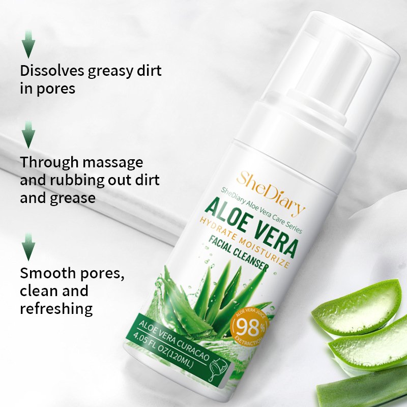 OEM Face Wash Cleanser For Sensitive Skin Aloe Vera Foaming Acne Whitening Foaming Exfoliating Deep Cleaning Mousse Face Wash