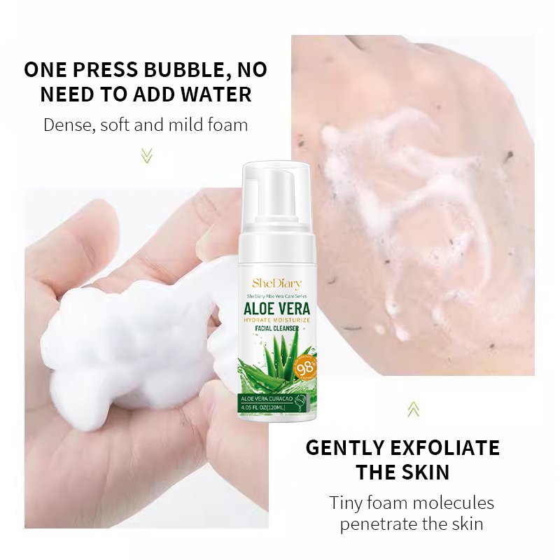 OEM Face Wash Cleanser For Sensitive Skin Aloe Vera Foaming Acne Whitening Foaming Exfoliating Deep Cleaning Mousse Face Wash