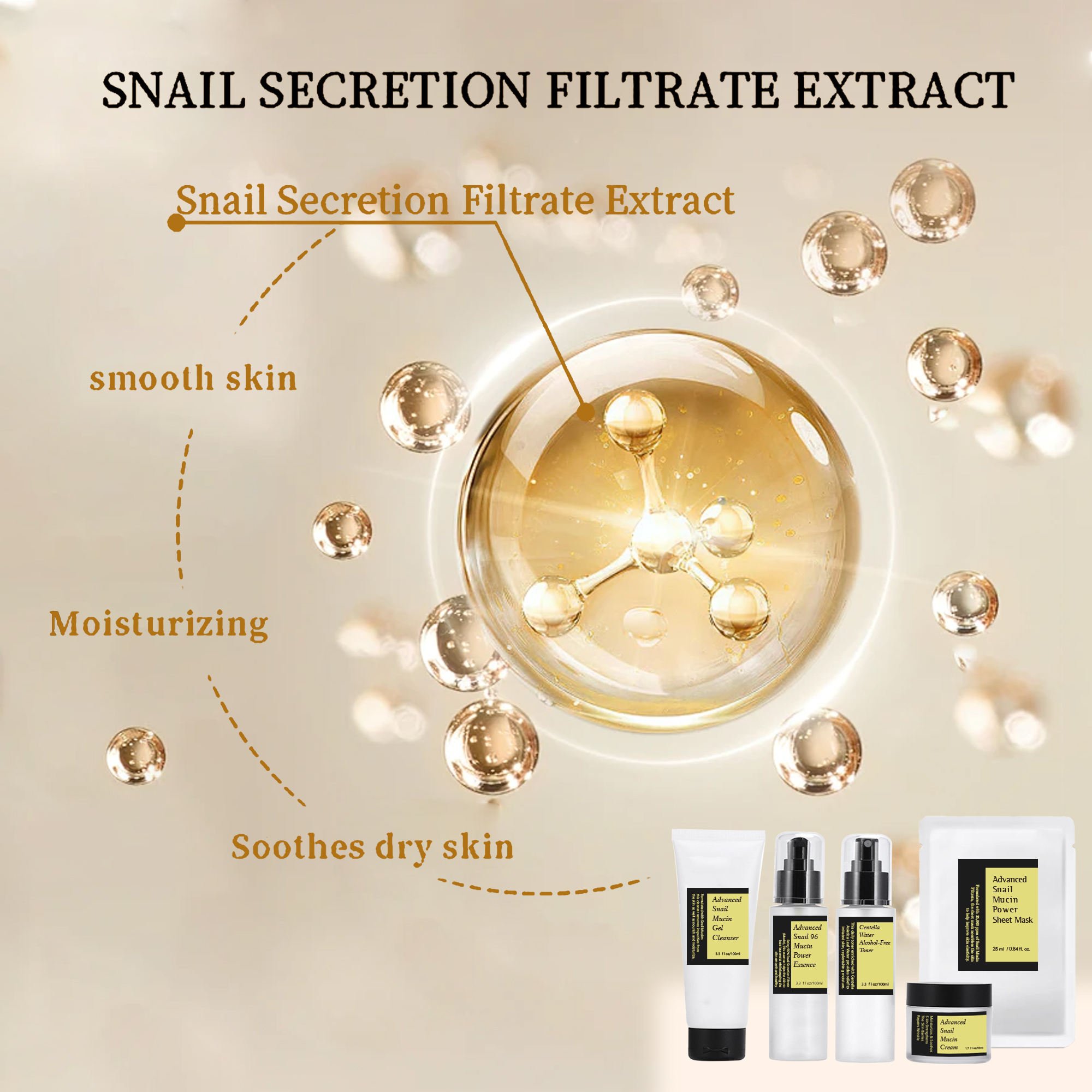 Beauty Whitening Moisturizing Brightening Snail Mucin Skin Care Set For All Skin