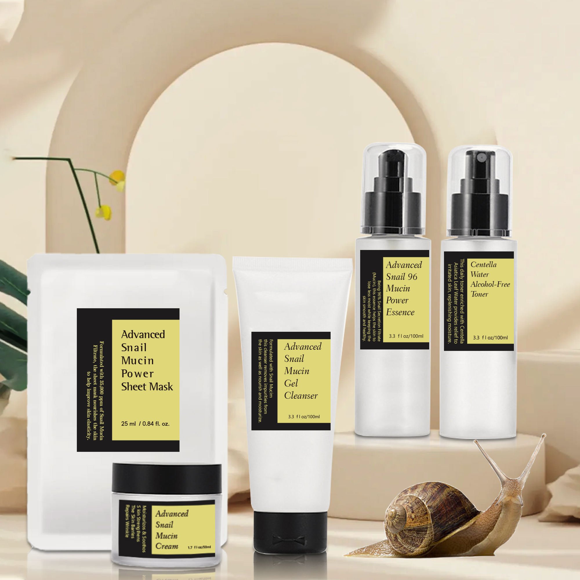 Beauty Whitening Moisturizing Brightening Snail Mucin Skin Care Set For All Skin