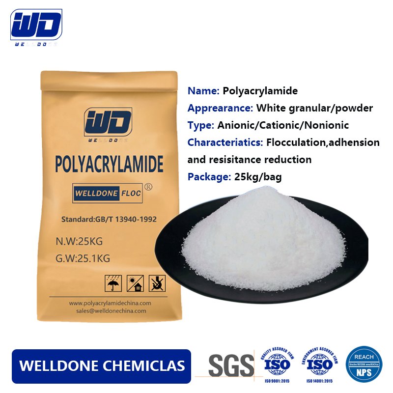 WELLDONE Anionic Polyacrylamide Chemical Additives PAM For Sludge Dewatering Price Polyacrylamide Flocculant Water Treatment