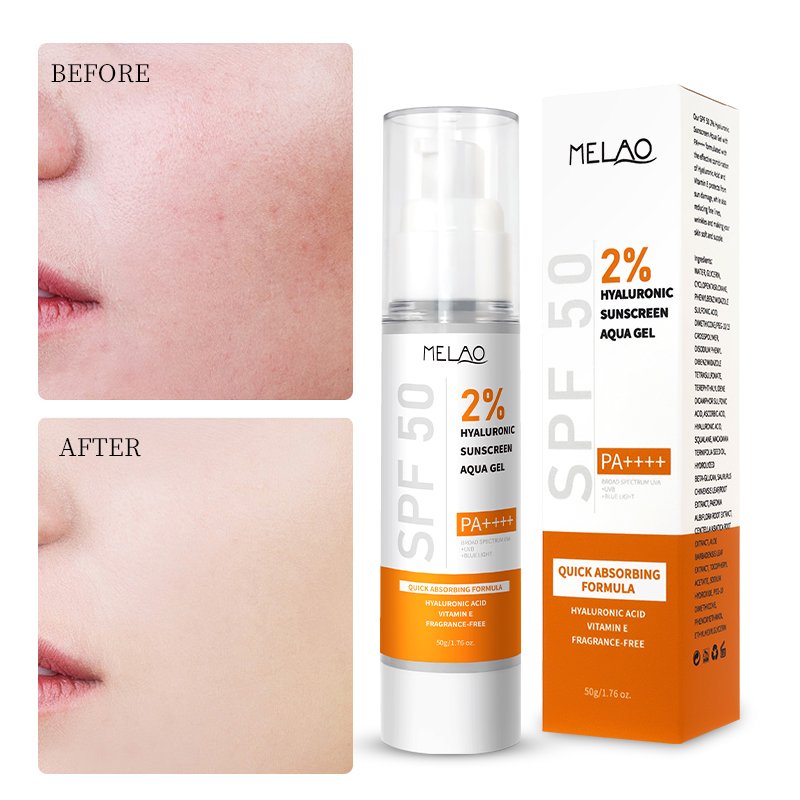 Private Label SPF 50 PA++++ hyaluronic acidc gel sunblock cream custom sunscreen spf 50