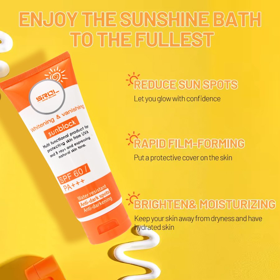 Organic Cream Sunscreen Lotion Whitening Moisturizing UV Waterproof Long Lasting SPF 60 Travel Size Cosmetic Face Sunscreen