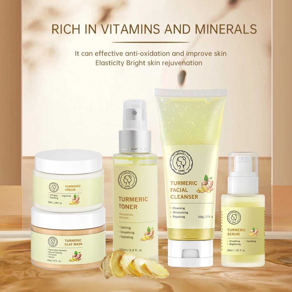 Perfectcare Turmeric skin care set Anti Aging Whitening Brightening Acne Treatment Hydrating Skin Care Set