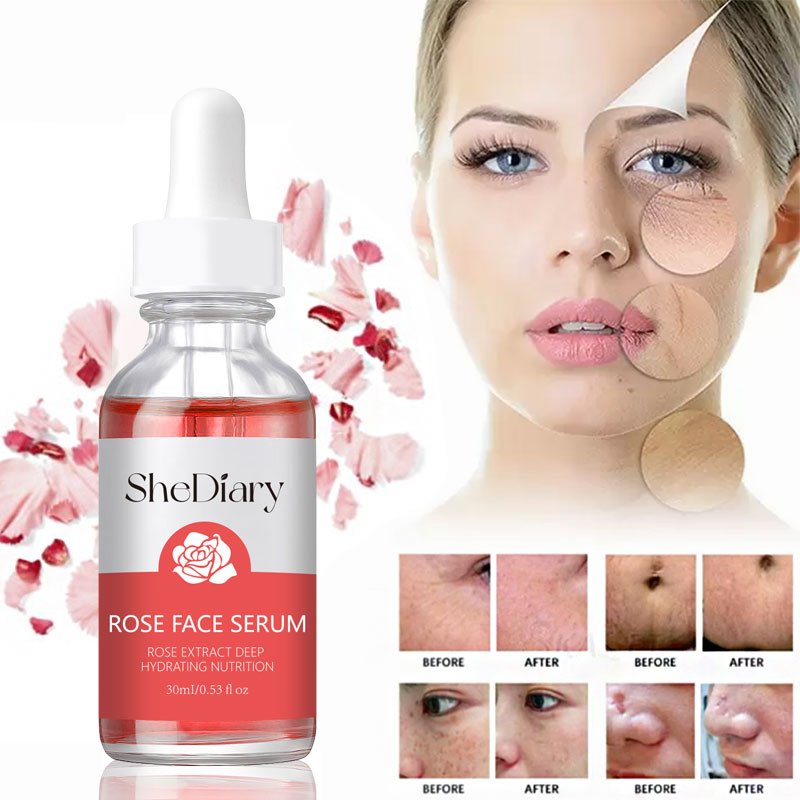 Customized Own Logo Skin Illuminating Rose Elixir Organic Vegan Anti Wrinkle Facial Age Glow New 24K Gold Rose Oil Face Serum