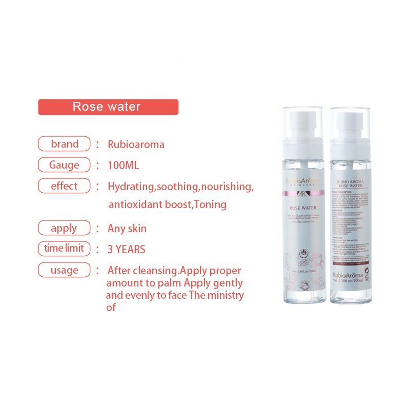 RubioAroma Private Label Moisturizing Organic Rose Water Face Skin Toner Mist With Witch Hazel Alcohol Free Rose Toner Spray