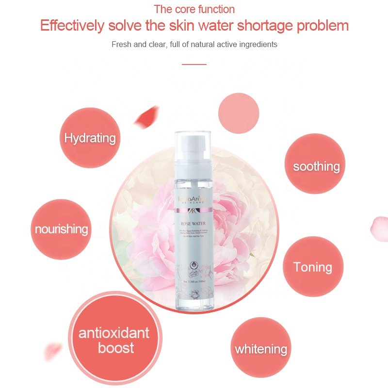 RubioAroma Private Label Moisturizing Organic Rose Water Face Skin Toner Mist With Witch Hazel Alcohol Free Rose Toner Spray