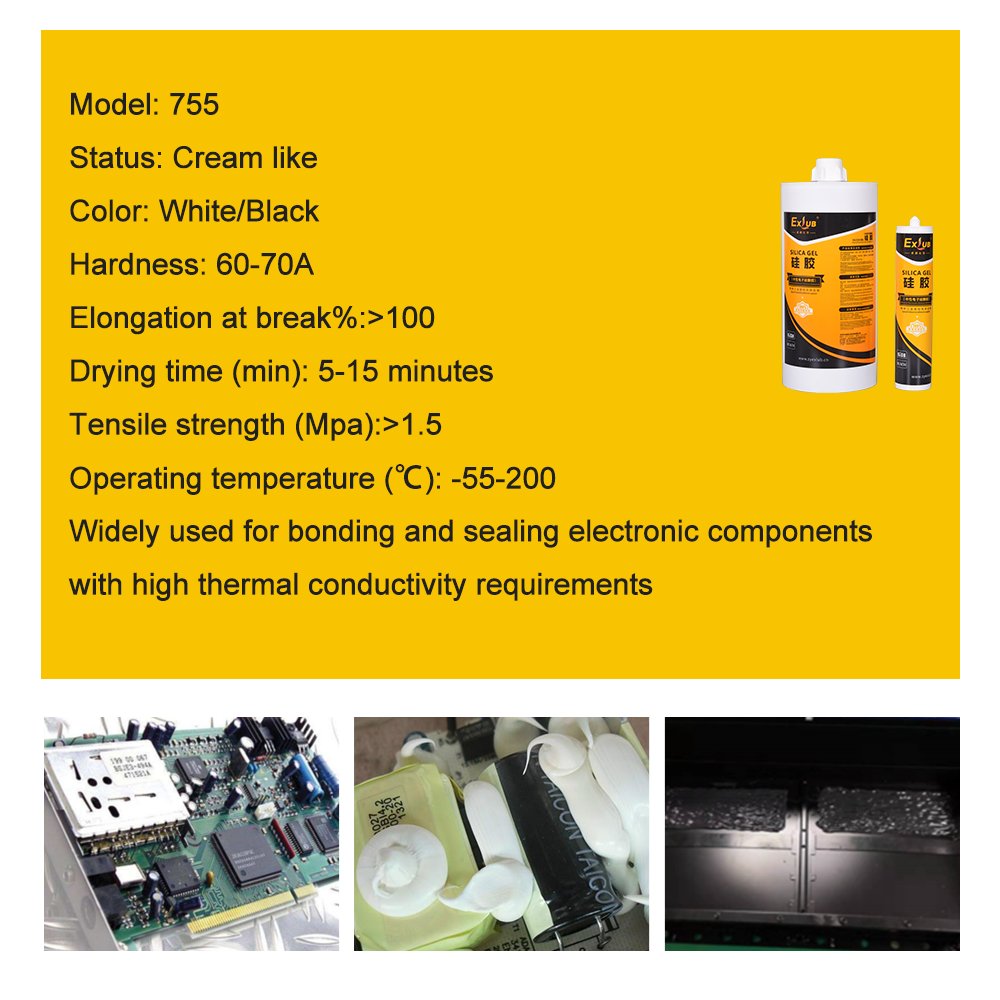 755 Thermal Conductive Flame Retardant Organic Silicone Electronic Components, Power Modules, Lighting Fixtures Adhesive