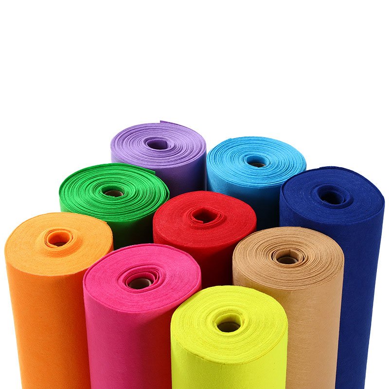 Coloured felt coloured soft felt cloth rolled chemical fiber non-woven back adhesive non-woven flannelette